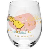 SHEEPWORLD H:)PPYlife Trinkglas mit Motivdruck: 'Ein QuEntchen Glück für jeden Tag', mit Banderole