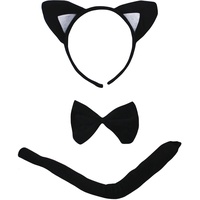 Petitebelle Stirnband Bowtie Schwanz Kostüm für Erwachsene Einheitsgröße Schwarze Katze