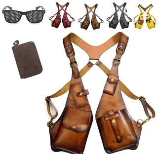 Anti-Theft Bag With Shoulder Harness for Mens,2026 New Leather Anti-Theft Harness for Men (Hellbraun) - 53cm-64cm
