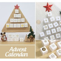 24 weiße weihnachtliche Adventswürfel im Set mit 24 Zahlenaufklebern Adventskalender Kisten - mit Zahlenaufklebern zum selber Befüllen für eine...
