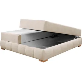 otto home Boxbett OTTO HOME "Wehma", beige, B:184cm L:204cm, Komplettbetten, ohne Kopfteil, inklusive Topper und Bettkasten