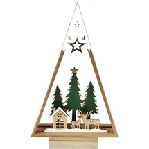 Trendline Deko Aufsteller Holz Weihnachtsdorf 20 X 5 X 32 Cm Grün Weiß Figur