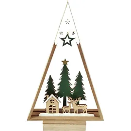 Trendline Deko Aufsteller Holz Weihnachtsdorf 20 X 5 X 32 Cm Grün Weiß Figur