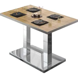 GGM Möbel Bistrotisch 130 x 80 x 75 cm Eiche/Edelstahl