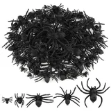 70 stück Halloween Deko Spinnen aus Kunststoff, 5-Größen Halloween Spinnen Deko, Schwarz Spider Spielfiguren Halloween Dekoration, Realistische Lustige Halloween Tischdeko für Drinnen und Draußen