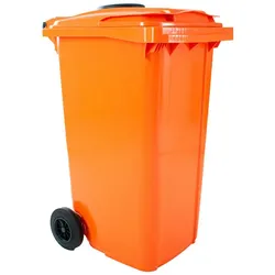 PROREGAL Premium 2-Rad-Mülltonne MGB mit Einwurfrosette für Flaschen & Dosen | 240 Liter, HxBxT 107,9x58,3x73,7cm | HDPE-Kunststoff | Orange