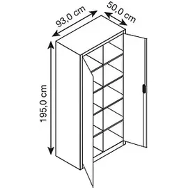 Californian Products CP Aktenschrank 93 x 50 x 195 cm grau