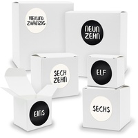 Adventskalender zum Füllen 24x Quader Würfel gemischt WEISS + Sticker (V01 Z23)