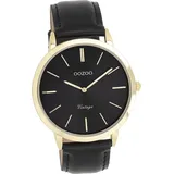 Oozoo Leder Damen-Herren Uhr Analog Quarzuhr Armband schwarz Vintage Series D2UOC20389 - Schwarz