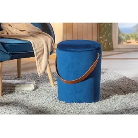 Interlink Sitzhocker Samt 35 x 45 x 35 cm Blau