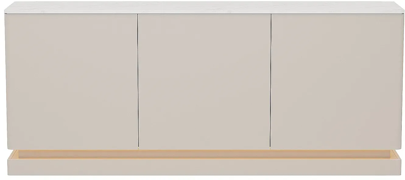 Sideboard mit 3 Türen - Mit LED-Beleuchtung - MDF - Beige & weiße Marmor-Optik - DEVIKA von Pascal MORABITO