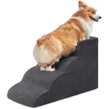 EHEYCIGA Hundetreppe für Kleine Hunde 45 cm Hoch, 4 Stufen, Grau