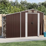 SECOLI Gerätehaus Metall mit bodenplatte Gerätehaus Metall pultdach Gartenhaus Metall XXL Geräteschuppen Outdoor Geräteschrank Gartenschrank Verzinkter Stahl-Braun-277 x 93 x 179 cm