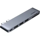 Ugreen 6-in-2 (USB C), Dockingstation + USB Hub, Grau