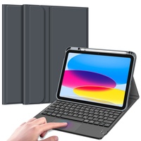 Fintie Tastatur Hülle für iPad 10. Generation 2022, iPad 10 Generation Hülle mit magnetisch Abnehmbarer Deutscher Tastatur und Touchpad Keyboard mit QWERTZ Layout, Space Grau