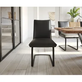 DeLife Freischwinger Lelio-Flex Echt-Leder Schwarz Freischwinger flach Schwarz Taschenfederkern