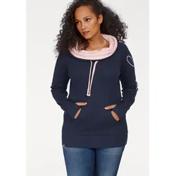 Longsweatshirt, figurbetonter Schnitt, mit stylischem Logodruck, Gr. 48/50 (XL), marine-rosa, , 298186-48