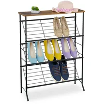 Relaxdays Industrial Schuhregal 70 x 89,5 x 23,5 cm schwarz/braun