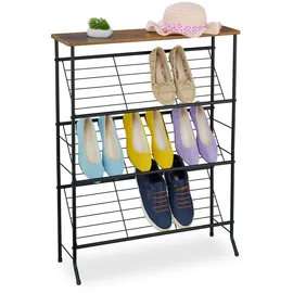 Relaxdays Industrial Schuhregal 70 x 89,5 x 23,5 cm schwarz/braun