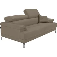 2,5-Sitzer EGOITALIANO "Soul, Design und Sitzkomfort auf hohem Niveau, tolle Details", grau (taupe), B:200cm H:76cm T:106cm, Leder »BULL« (echtes Rindsleder). Geschliffenes, pigmentiertes und behandeltes Rindsleder mit einer Dicke von 1, 3-1, 5 mm. Dieses Leder zeigt eine ziemlich weiche Hand mit einem halb undurchsichtigen Aussehen. Es handelt sich um ein geschütztes Leder. Eine leichte Deckschicht schützt sie vor Flecken, ohne ihre ursprünglichen Eigenschaften zu verändern. Die geschützten Leder kombinieren die Vorteile von Natürlichkeit und Weichheit mit einer guten Beständigkeit gegen Verschleiß und Ausbleichen. Das Vorhandensein der charakteristischen Zeichen, die das Leben des Tieres bestimmen, wie Narben, Körnungsunterschiede, Falten, Adern, Disharmonien in Farbtönen, beweisen ihre absolute Echtheit und großen Wert., Sofas, inkl. Kopfteilverstellung für noch mehr Komfort, Designfuß