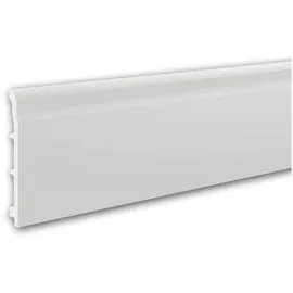 Profhome 653804 Sockelleiste Fußleiste Zierleiste Stuckleiste 2 m 200 cm x 1,5 cm x 15 cm Weiß