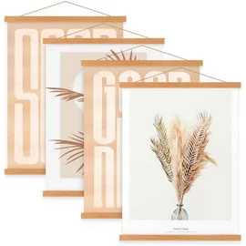 luxuskollektion Posterschiene magnetisch A4 Holz Teakholz 21cm 4 Packungen