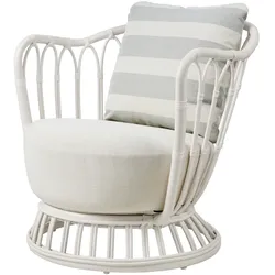 GUBI - Grace Outdoor Lounge Chair, alabaster white / weiß (Leslie 006) / stripe (Leslie 020)