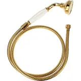 tecuro Nostalgie - Handbrause Ø 65 mm, 1-strahlig, mit 150 cm Metallbrauseschlauch vergoldet