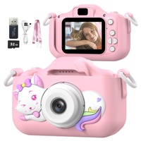 MgaoLo Kinder Kamera Spielzeug für 3–12 Jahre alte Kinder Jungen Mädchen, HD Digital Videokamera mit schützender Silikonabdeckung, Weihnachts Geburtstagsgeschenke mit 32 GB SD Karte (Katzea Rosa)