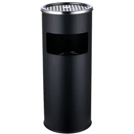 Relaxdays Standaschenbecher mit Inneneimer 17L schwarz/silber