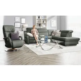 HIMOLLA Ecksofa Leder 9707 ¦ grau ¦ Maße (cm): B: 275 H: 84 T: 245