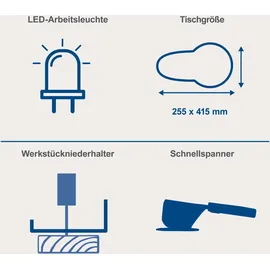 SCHEPPACH Dekupiersäge DECO-XLS Scheppach | 120W | Schnitthöhe | 127mm Sägeblattlänge | LED-Lampe | Gebläsedüse | Fußschalter