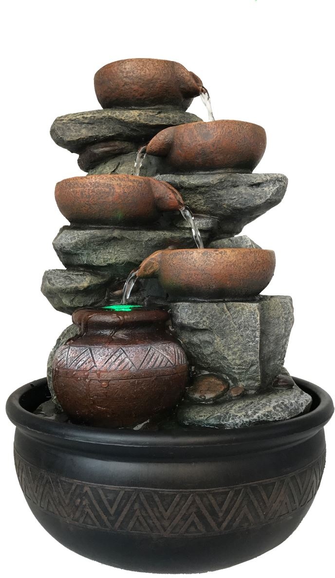 Globo Fontana LED Brunnen Deko Objekt grau, schwarz mit Farbwechsler 25x40cm