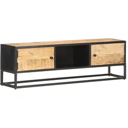 vidaXL TV-Schrank mit Geschnitzter Tür 130x30x40 cm Raues Mangoholz