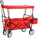Bollerwagen Handwagen Transportwagen "Sunny" rot faltbar mit Dach + Lenkrollen