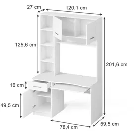 Vicco Schreibtisch Crossline, Weiß, 120.1 x 59.5 cm,