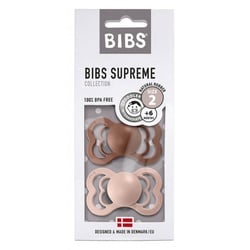 BIBS Schnuller Supreme 2er Pack Latex Woodchuck+Blush 6-36m