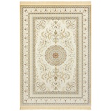 Nouristan Naveh Orient Teppich – Wohnzimmerteppich Orientalisch Kurzflor mit Fransen Vintage Orientalischer Samt-Teppich für Esszimmer, Wohnzimmer, Schlafzimmer – Creme, 195x300cm