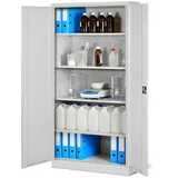 Jan Nowak Aktenschrank Metall Büroschrank abschließbar 90 cm JAN H 4 Böden Stahl (Kaltwalzstahl 0,6 mm Wandmontage möglich PZH-zertifiziert) Ordnerschrank 50 Ordner Schloss 2 Schlüssel robust 14 Farben grau