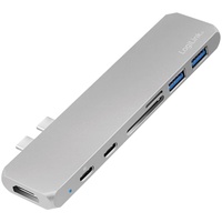 Logilink 2x Thunderbolt 3 auf USB-C/USB-A Multiport Adapter, silber (UA0302)