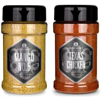 Ankerkraut Mango No.5, BBQ-Rub und Grillgewürz zum Marinieren von Fleisch/Geflügel, 240g im Streuer & Texas Chicken BBQ Rub, 230g
