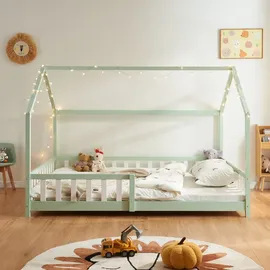 [en.casa] Hausbett Hesel 140 x 200 cm Kiefer mintgrün