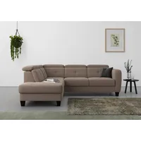 Ecksofa SIT & MORE "Belluci L-Form" Sofas Gr. B/H/T: 249cm x 85cm x 195cm, Struktur weich, Ottomane links, ohne Bettfunktion-ohne Bettkasten, grau (taupe) inklusive Federkern, wahlweise mit Bettfunktion und Bettkasten