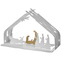 Alessi Bark Crib BM09 W - Design Weihnachtskrippe Reproduktion mit goldenen Details, Edelstahl, weiß