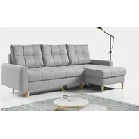 MKS Meble Ecksofa Wohnzimmer - L-form mit Schlaffunktion und Bettkasten - ASTRA - Hellgrau - Hellgrau