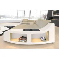 Sofa Dreams Wohnlandschaft Sofa Leder Swing U Form Ledersofa Ledercouch, Couch, mit LED, wahlweise mit Bettfunktion als Schlafsofa, Designersofa beige|gelb