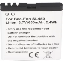 AccuCell Akku passend für Bea-Fon SL450, SL560 3,7 Volt 650mAh