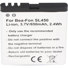 AccuCell Akku passend für Bea-Fon SL450, SL560 3,7 Volt 650mAh