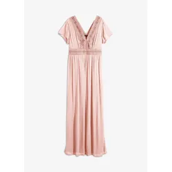 bonprix Sommer-Maxikleid mit Spitze, rosa, 50, Viskose