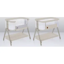 lionelo Luna ein tragbares Beistellbett mit einer Matratze, reisebett, von Neugeboren bis 9 kg, in der Höhe und der Neigung verstellbar, 4 Rädern - Beige